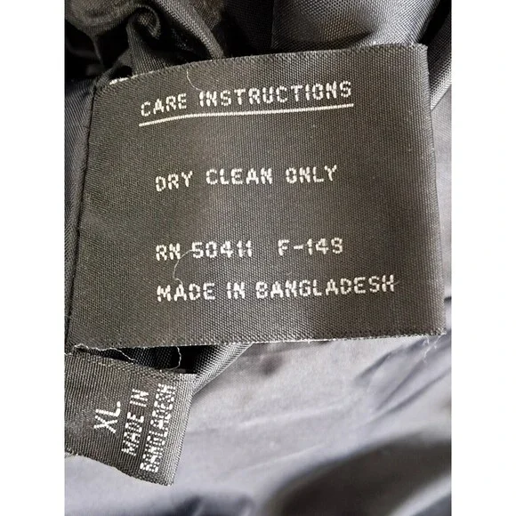 Vintage Fleet Street Black Long Coat Drawstring Waist 80s 90s Retro Womens XL - Picture 11 of 12